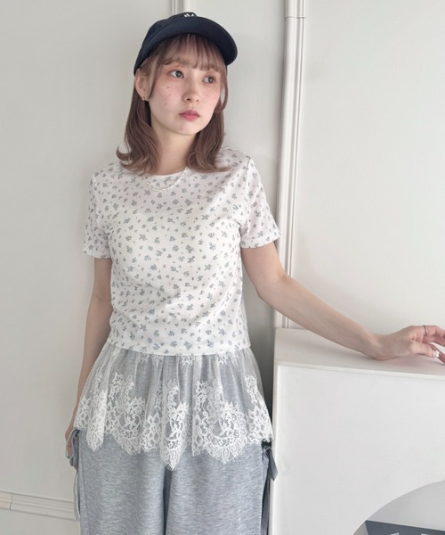 Loueme キャミソール レーススカートレイヤーブラキャミソール