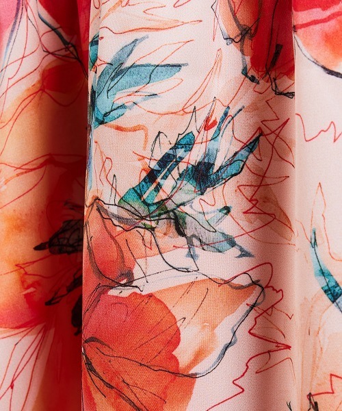 Sov. ワンピース フラワーサテンパフスリーブワンピース : ZOZOTOWN