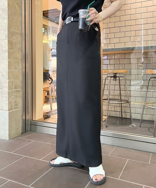 ロングスカート ワイドパンツ サイドポケットスカートワイドパンツ 【メール便対応不可