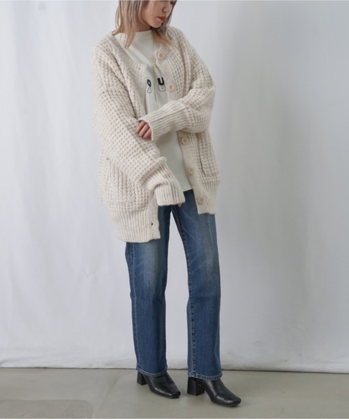 「LUCA/LADY LUCK LUCA」 ニットカーディガン FREE ブラック レディース_画像3