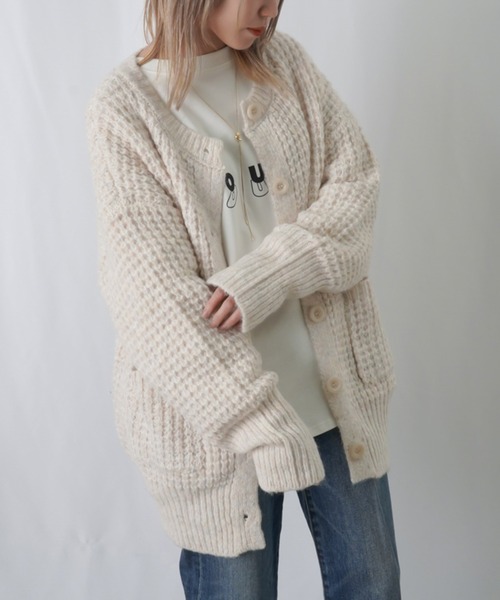 「LUCA/LADY LUCK LUCA」 ニットカーディガン FREE ブラック レディース_画像4