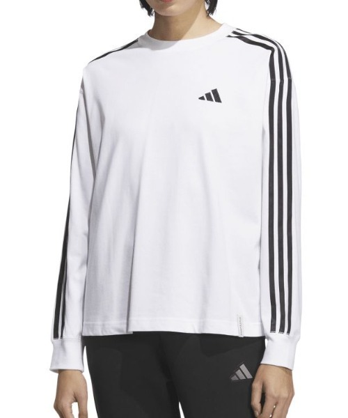 【adidas】スリーストライプス ロゴ 長袖 Tシャツ★女性にも◎ adidas tシャツ アディカラー スリーストライプス 長袖クロップT