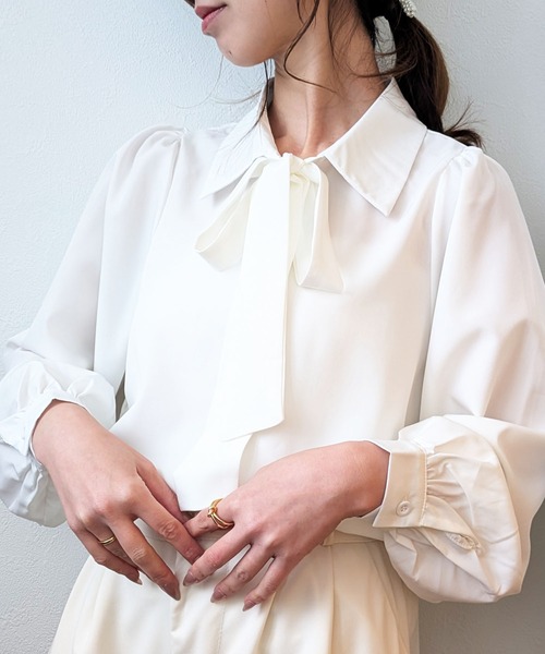 styiro（スタイロ） ブラウス シャツ リボンボウタイブラウス オフィス