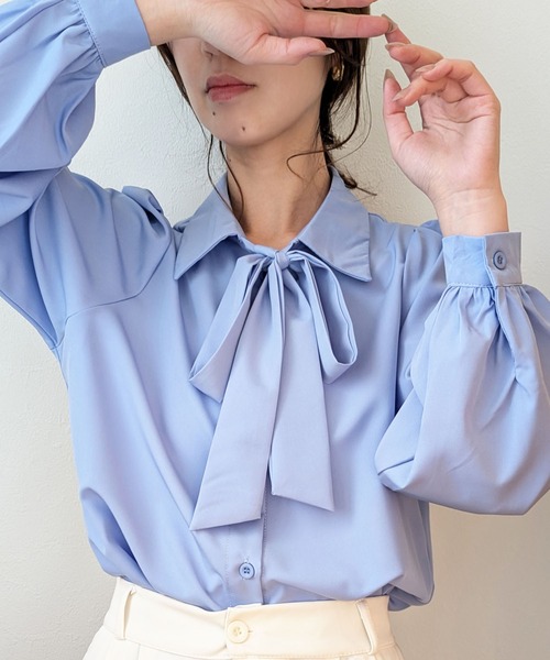 ✨新品✨BARBA バルバ ボウタイブラウス リボン シャツ オフィス ビジネス ショッピングゴー shoppinggo 春シャツ ブラウス リボン ボウタイ