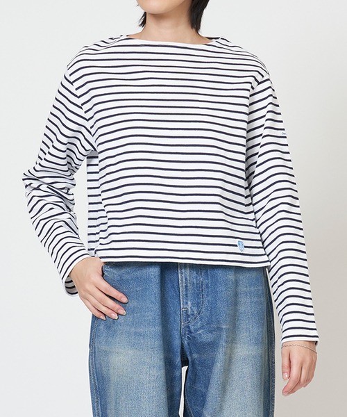 tシャツ BOAT NECK LONG SLEEVE CROPPED P.O. ボート ネック ロング スリーブ クロップド プルオーバー レディース