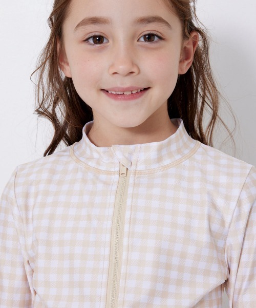 LINKABLE ギンガムチェック ラッシュガード ラッシュガード チェック柄長袖ラッシュガード キッズ 子供 男の子