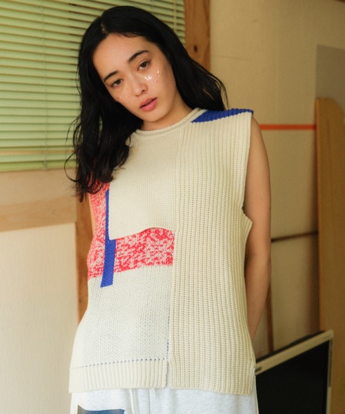 ベスト ジレ collage knit vest レディース