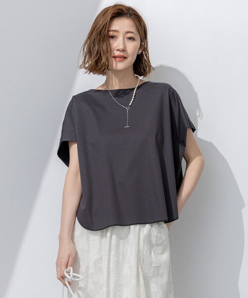 23区　スムースデザイン フレンチスリーブ Tシャツ 23区｜【汗じみ防止/洗える】スムースデザイン フレンチスリーブ