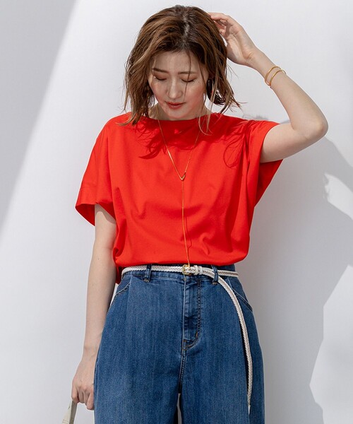 23区　スムースデザイン フレンチスリーブ Tシャツ 23区｜【汗じみ防止/洗える】スムースデザイン フレンチスリーブ