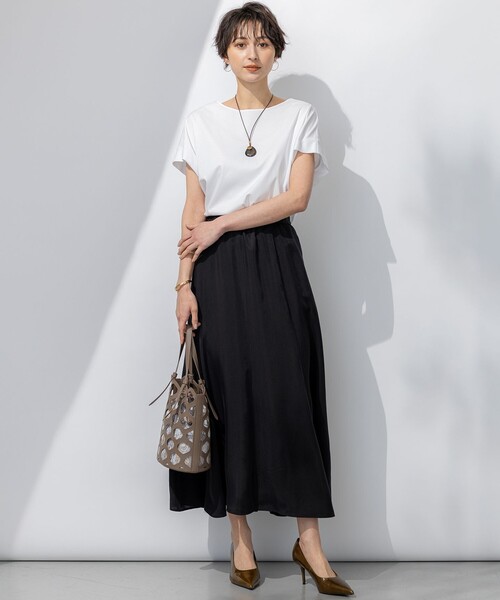 23区　スムースデザイン フレンチスリーブ Tシャツ 23区｜【汗じみ防止/洗える】スムースデザイン フレンチスリーブ
