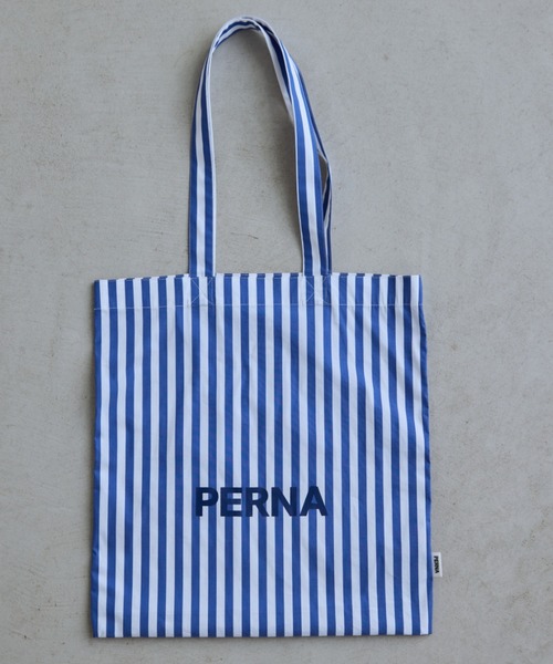 PERNA トートバッグ ストライプロゴトートバッグ レディース