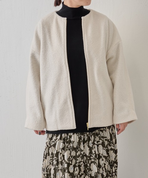 【美品】ビアズリー　袖ニット　ブルゾン　切替　ネイビー　ゆったり BEARDSLEY（ビアズリー） ブルゾン「FRIPIERコラボ」 FREE ネイビー