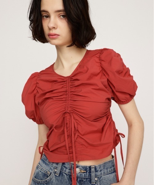 SLY（スライ） ブラウス シャツ GATHER WOVEN TOPS ギャザー ウーブン