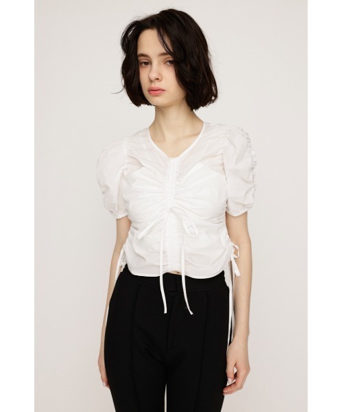 トップス Side Gather Tops Jersey Side Ruched Sleeveless Drape Front Top | Women's