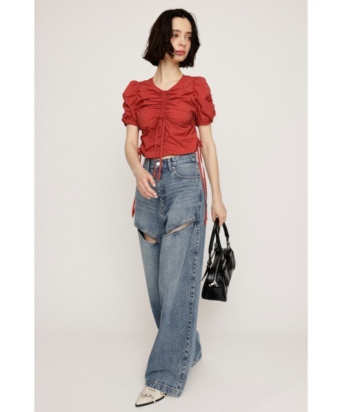 SLY ブラウス シャツ GATHER WOVEN TOPS ギャザー ウーブン