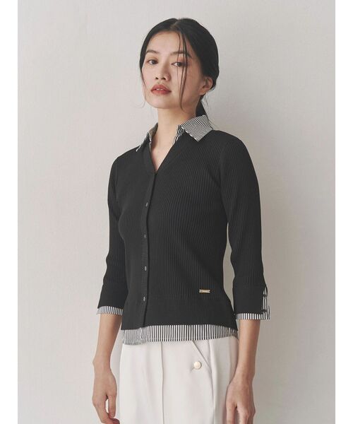 TONAL ニット セーター シャツドッキングリブニット レディース