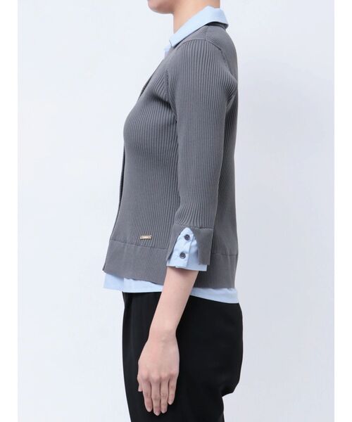 ニット セーター シャツドッキングニットトップス レディース TONAL ニット セーター シャツドッキングリブニット レディース