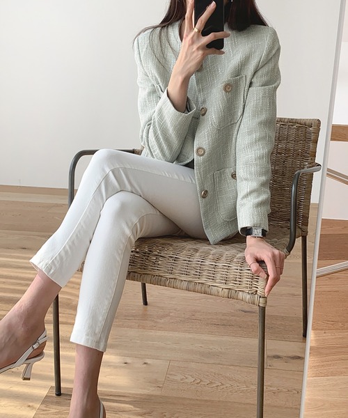 「Doula Doula」 ツイードジャケット S ベージュ レディース_画像6