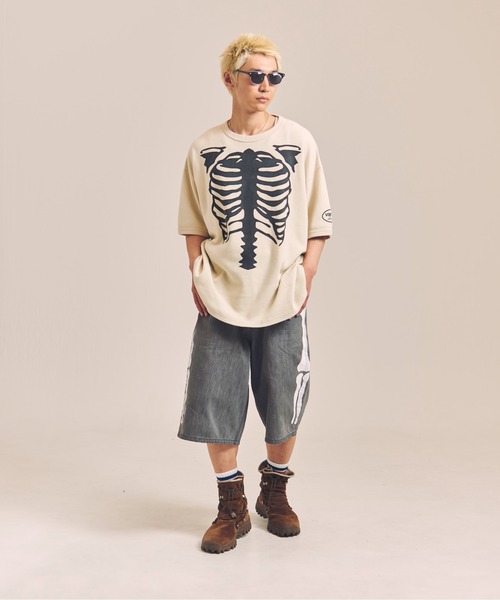 VANSON（バンソン） tシャツ VANSON-SKELTON BONES-Thermal Tee メンズ