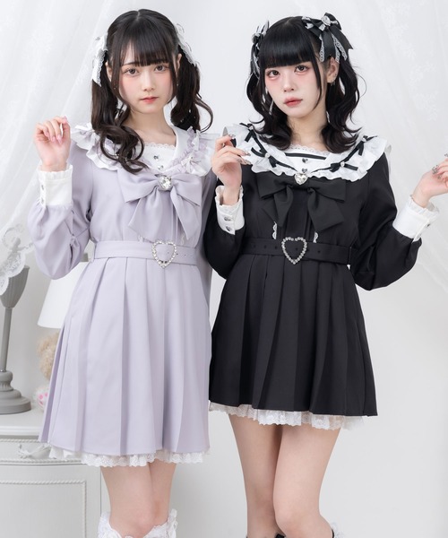 DearMyLove ワンピース セーラービジューレースフリルワンピース