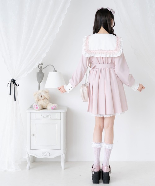DearMyLove ワンピース セーラービジューレースフリルワンピース
