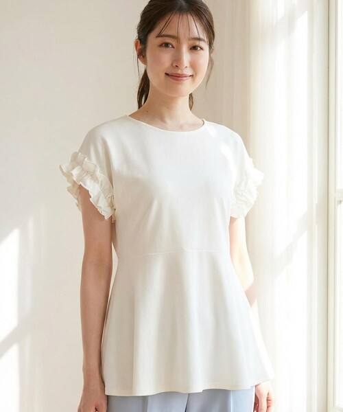 Feroux（フェルゥ） tシャツ 「汗ジミが目立たない」フリル袖ペプラム