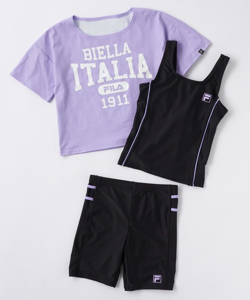FILA（フィラ） 水着 Tシャツ付きスクール水着 (タンキニ) キッズ 子供