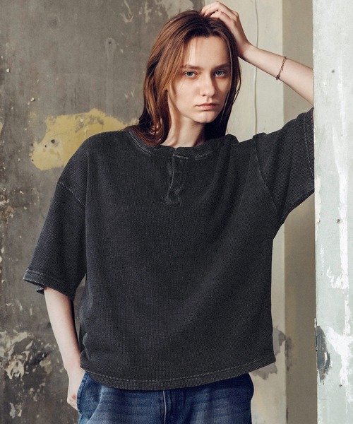 ROCHEM（ローシェン） tシャツ サーマルヘンリーネックドローコードT