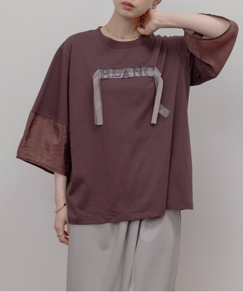Eimee Law tシャツ テープロゴ エンブロ切替トップス レディース