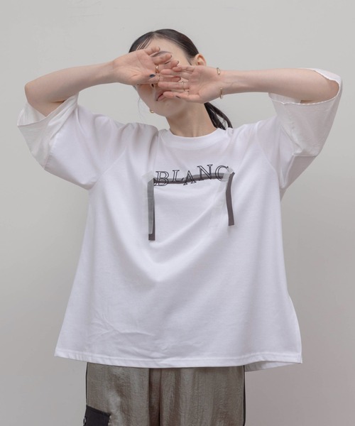 Eimee Law（エイミーロウ） tシャツ テープロゴ エンブロ切替トップス