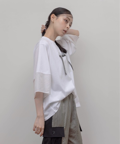 Eimee Law tシャツ テープロゴ エンブロ切替トップス レディース