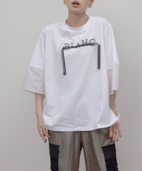 Eimee Law tシャツ テープロゴ エンブロ切替トップス レディース