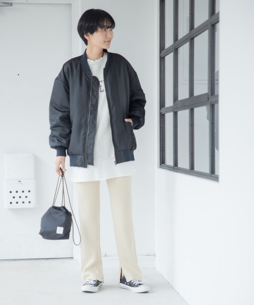 「LEPSIM」 ジップアップブルゾン FREE グレイッシュベージュ レディース_画像6