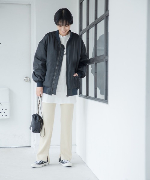 「LEPSIM」 ジップアップブルゾン FREE グレイッシュベージュ レディース_画像7