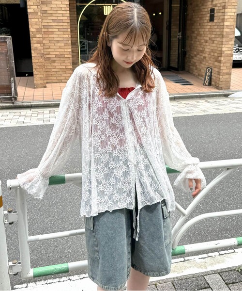 tiptop tシャツ レースドロストパーカーカーディガン レディース