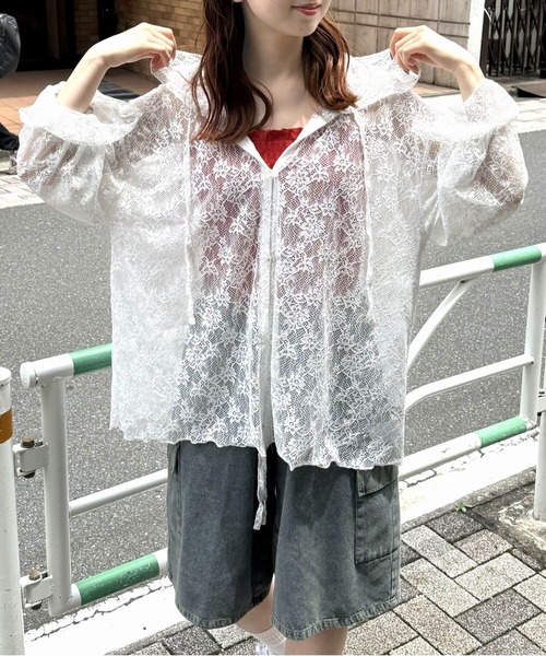 tiptop（ティップトップ） tシャツ レースドロストパーカー 