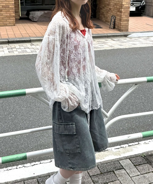 tiptop（ティップトップ） tシャツ レースドロストパーカー 