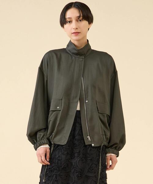 美品 マルティニーク 上品 オーガンジー シアー ノーカラーブルゾン ブラック l’heritage martinique/レリタージュ マルティニーク】スラブ