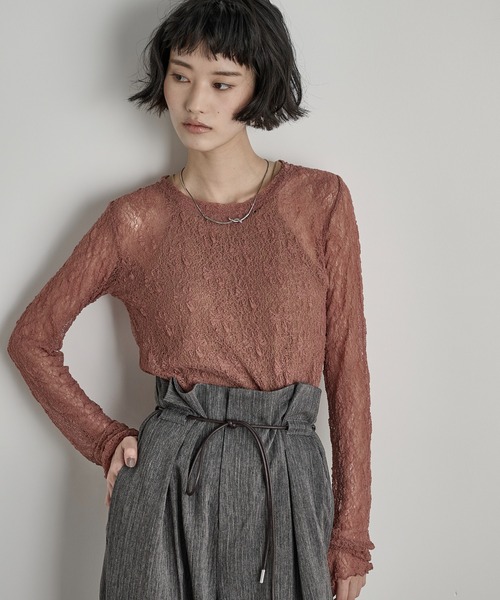 THE Yon tシャツ ストレッチレースクルーネックPO レディース