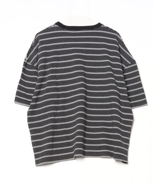 「remer」 ボーダー柄半袖Tシャツ M ブラック メンズ