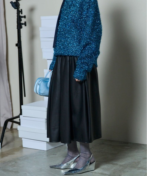 MAISON SPECIAL　（F）　チュールロングスカート　グリーンブルー MAISON SPECIAL（メゾンスペシャル） スカート Metallic Hard Tulle