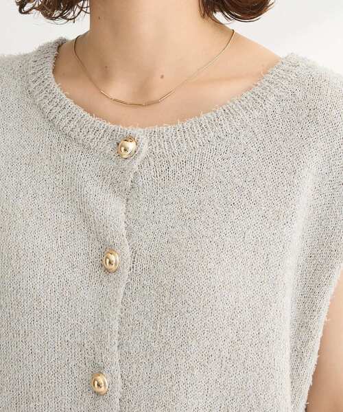 Green Parks（グリーンパークス） ベスト ジレ ツイード風金釦ニット