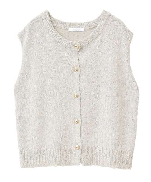 Green Parks（グリーンパークス） ベスト ジレ ツイード風金釦ニット