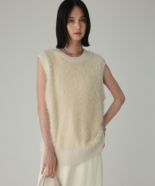 ベスト ジレ ロングシャギーベスト レディース