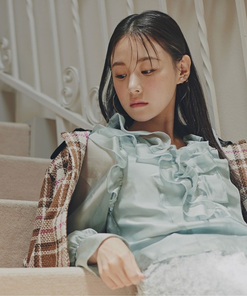 ジルスチュアートフリルレトロブラウスS JILLSTUART - JILLSTUART ジルスチュアート フリル 七分袖 ブラウス