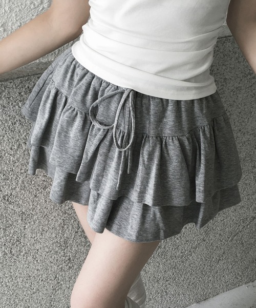 Popflex フリルスカートインナーショートパンツ付き　Sサイズ VEILA スカート 2段フリルペチパン付きスウェットショートスカート