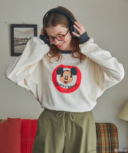 tシャツ 「Disney」別注 Mickey＆Friends ミッキー＆フレンズ アソートデザイン リンガー長袖Tシャツ レディース メンズ | Disney | 23