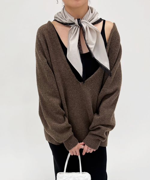 スカーフ バンダナ チェック レーストリムスカーフ レディース