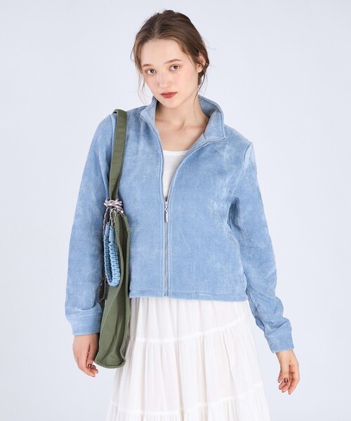 To b. by agnes ジャージ 「Outlet」モールヤーン スタンドカラー