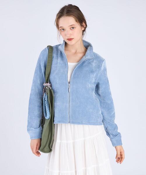 agnès b. 青 ジップアップジャケット To b. by agnes ジャージ 「Outlet」モールヤーン スタンドカラー